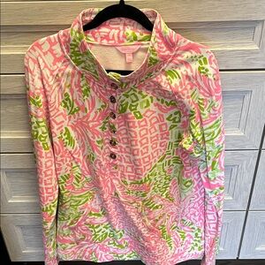Lilly Pulitzer Pink and Green Patterned Sweatshirt